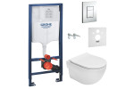 Комплект інсталяції: Унітаз ROCA MERIDIAN Rimless з сидінням Slim, slow closing Інсталяція GROHE RAPID SL 3в1, A34H242000+38772001+37131000